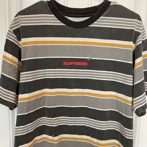 Supreme Men's Striped Black T-Shirt
